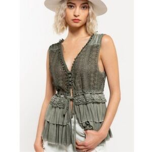 The REILLY Ruffle & Lace Cami Top